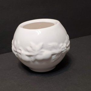 White Planter, Made in Portugal, Embossed Fruit Design, Portugal Ceramics Inc